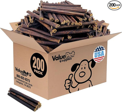 ValueBull USA Collagen Sticks for Small Dogs, 6 Inch Thin Chews, Natural Dog Treats, 200 Count Bulk Pack - Promotes Joint, Skin & Coat Health with Glucosamine and Chondroitin