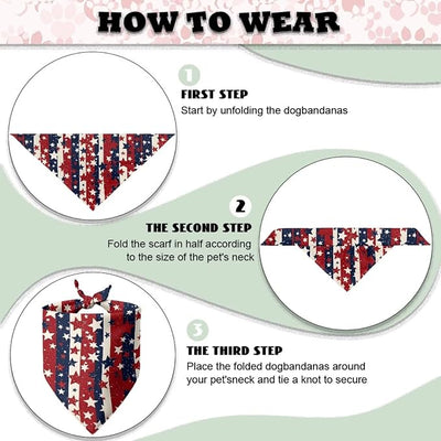 KEIAHUAN American Flag Dog Bandanas Washable Reversible Dog Bib Adjustable 4th of July Patriotic Pet Handkerchief Accessories Fits Small & Large Dogs 1 Pack