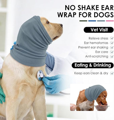 KOESON Ear Wrap for Dogs with Adjustable Hook & Loop, Soft No Shake Dog Ear Wraps Hematoma, Breathable Meidum Dog Ear Cover for Noise Protecion, Pet Calming Hoodie for Thunder, Firework, Separation