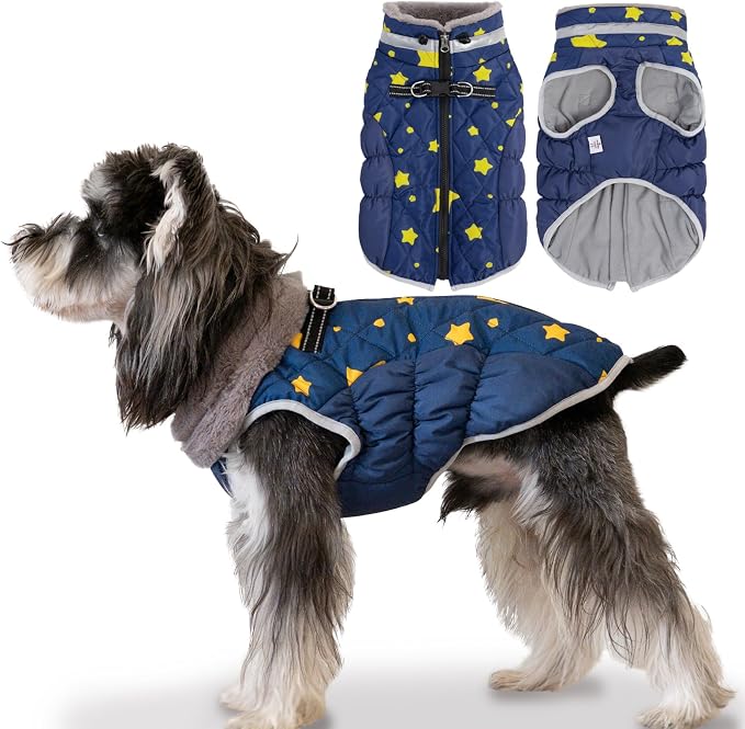 CuteBone Waterproof Thick Dog Winter Coat Doggie Jacket, Warm Pet Clothes Comfortable Puffer Dog Vest for Small Medium Large Dogs with Harness Hole YRFN21M