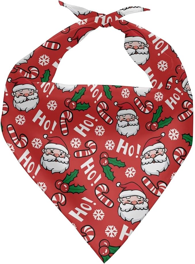 Christmas Dog Bandanas Santa Claus Holiday Scarf Adjustable Washable Pet Bibs Holiday Pet Costume Accessories for Small Medium Large Dogs Cats