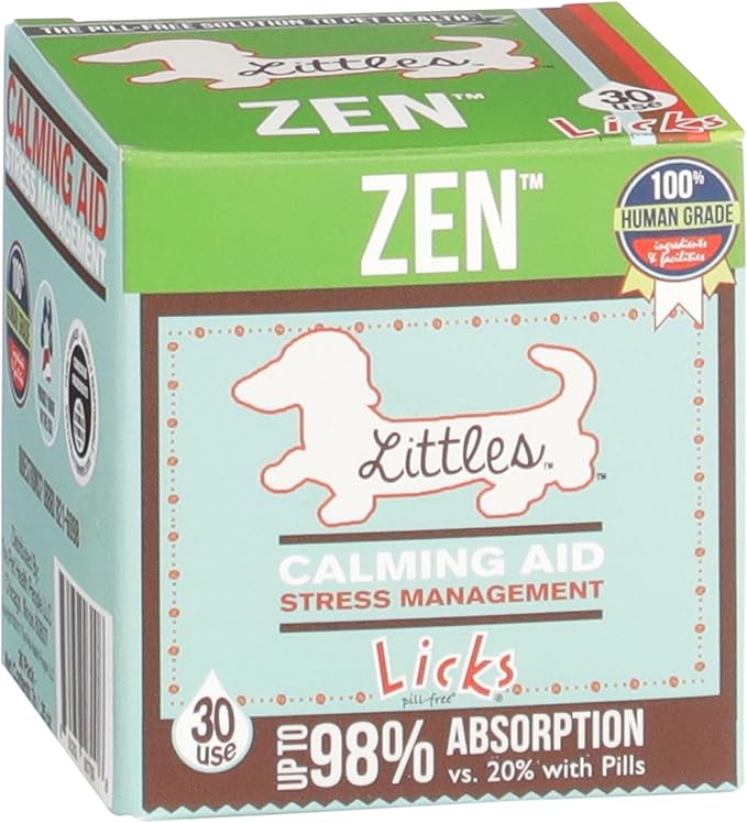Licks Zen Calming Aid - Fast-Acting Stress & Behavior Support - for Small Breed Dogs & Cats - L-Theanine, Chamomile, Ashwagandha & Tryptohan - Pill-Free Gel Packets - 30 Packets