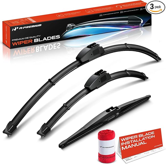 A-Premium 28"+14"+13" Windshield Wiper Blades with Wear Indicator & Towel | Compatible with Hyundai Elantra GT 2013-2017, Front Rear Wipers Blade Set for Hook/RL4 Arm Connector, Pack of 3