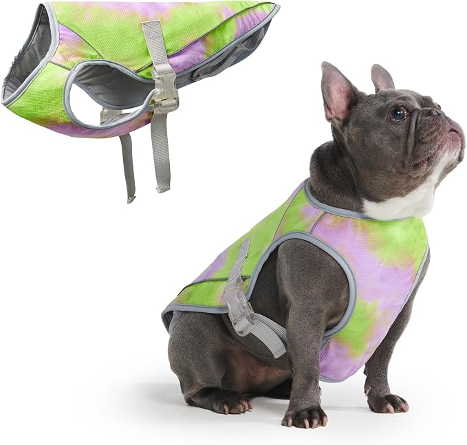 Spark Paws Dog Cooling Vest - SPF 50 UV Sun Protection - Summer Heat Relief Gear for Dogs, Lightweight, Evaporative Cooling - Dog Anxiety Relief Vest During Hot Days - Neon Purple - Size L