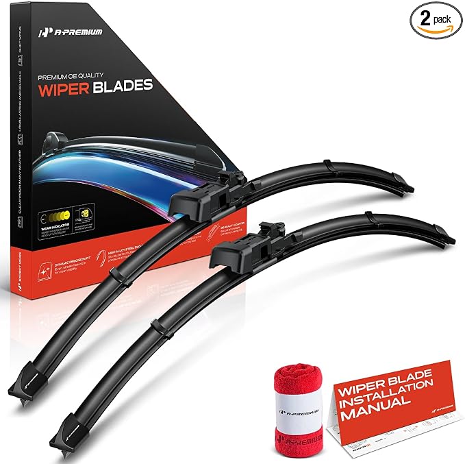 A-Premium 20" + 20" Windshield Wiper Blades Compatible with Mazda | for Tribute 2008 2009 2010 2011, TL2 Connector, with Wear Indicator & Towel, Left and Right, Pack of 2