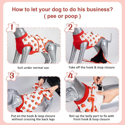 Dog Surgery Recovery Suit,Female Male Dog Onesie for Spay Neuter,Substitute E-Collar & Cone,Anti-Licking Breathable Onesie for Small Medium Large Dogs,Strawberry XS