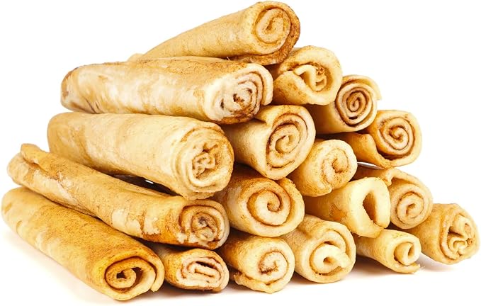 Dog Rawhide Rolls Twist Sticks 6.5 Inch Chew Treats Chicken Flavor 18 Count for Puppy and Small Dogs