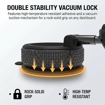 360° Rotating Vacuum Magnetic Car Phone Holder – Strong Suction Cup Windshield & Window Mount for iPhone & All Phones – Hands-Free Driving Navigation Bracket Includes Magnetic Ring