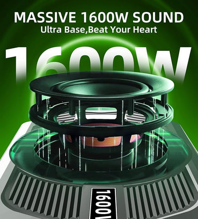 2026 Upgraded 1600W 10" Ultra-Slim Active Under Seat Car Subwoofer Built-in Amplifier & LED Lights | Distortion-Free Bass | Low Pass Filter, Gain & Bass Boost Control