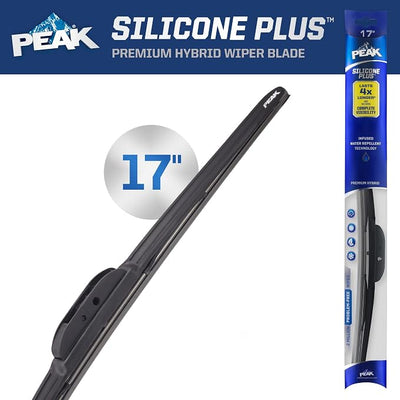 PEAK Silicone Plus 17" All-Weather Hybrid Windshield Wiper Blade, Premium Replacement Front Windshield Wiper Blade with Universal Connector, Pack of 1