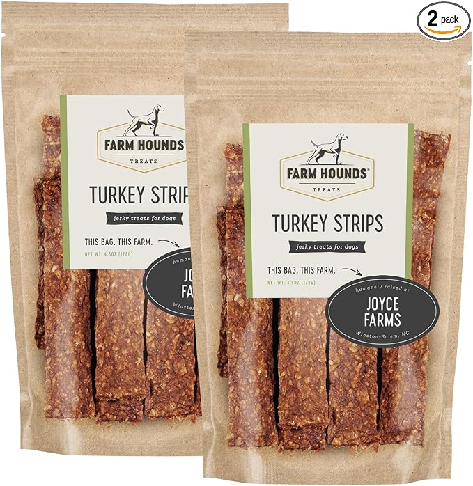 Turkey Strips - Premium Natural Jerky for Dogs - from 100% Humanely Raised Turkey - Break-to-Size - Great for Training & Treats - No Added Fillers - Made in USA - 4.5 oz - 2 Pack