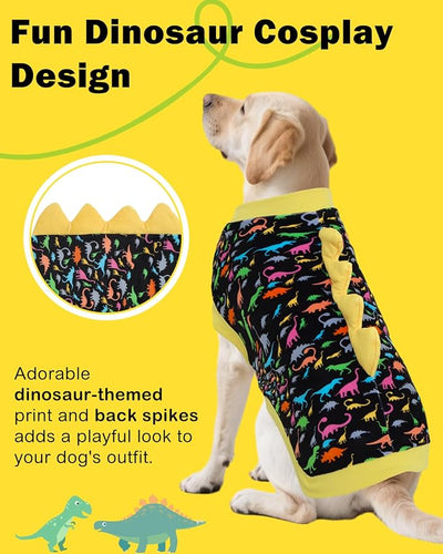 CuteBone Dinosaur Costume Dog Shirt, Stretchy Velvet T-Shirt Clothes for Large Dogs, Soft & Breathable Pet Tee Outfit Pitbull Apparel for Daily Wear, Cozy Pullover Design Big Dog Fashion COSBX01-3XL