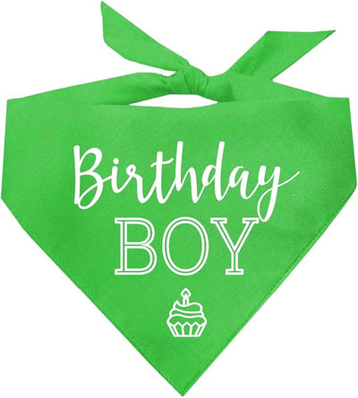 Birthday Boy with Cupcake Dog Bandana | 100% Cotton | Made in USA | Birthday | Pawty | Party Theme | Celebration Supplies | Photoshoot | Lime Green, One Size (214)