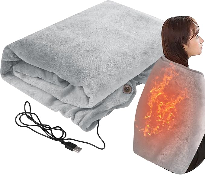 USB Heated Blanket Fast Heating Soft Flannel 5V | Heated Throw Blanket Machine Washable for Car, Truck, SUV, RV, Stadium, Winter Car Accessories, Scarf Neck Shoulder Warming