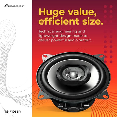 Pioneer F-Series TS-F1035R 4” 2-Way Speakers (Pair) – 150W Max, Balanced Sound + Smooth Treble, Great Stock Replacement, High-Efficiency Speaker Designed for OEM Power