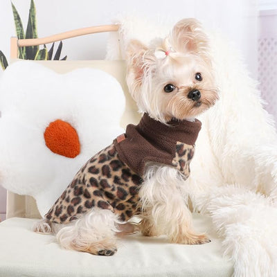 Fleece Puppy Sweater Dog Sweater Leopard Dog Sweaters for Small Dogs Girl Boy Warm Soft Pet Holiday Clothes for Small Cats Dogs (Medium, Leopard)
