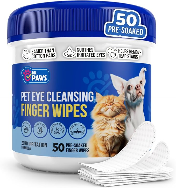 Pet Eye Cleansing Finger Wipes - Zero Irritation Formula Dog Eye Wipes, Eye Wipes for Dogs, Dog Eye Wipes Tear Stain Remover, Cat Eye Wipes, Dog Eye Wipes for Discharge & Crust