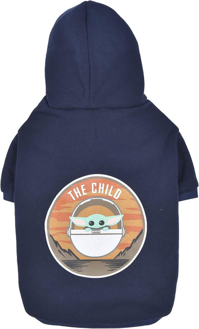 Star Wars for Pets The Mandalorian The Child Grogu Dog Hoodie with Leash Attachment Hole - Pet Outerwear for Dogs - Officially Licensed Dog Apparel & Accessories, Navy, Size Small