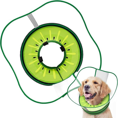 Sponge Dog Cone Collar, Dog Donut Collar After Surgery with Clear Shield, Adjustable Soft Cone for Dogs to Stop Licking-Comfy Cone for Large Medium Small Dogs (Kiwi,XL)