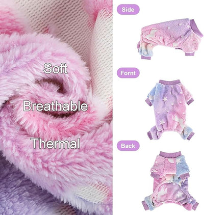 Sebaoyu Dog Pajamas for Small Dogs, Glow in Dark Spaceship Stars Moon Doggy Sweater, Super Soft Velvet Material Chihuahua Yorkie Tiny Doggie Clothes Outfits (X-Small)