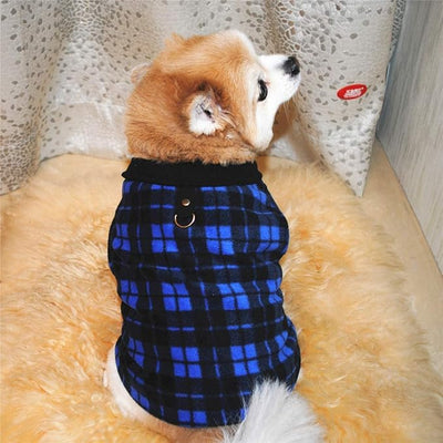 Dog Sweater, Soft Fleece Vest with Leash Ring Pullover Jacket Winter Pet Dog Clothes for Puppy Small Dog Cat Teddy Chihuahua Yorkshire for Christmas (2XL, Blue Plaid)