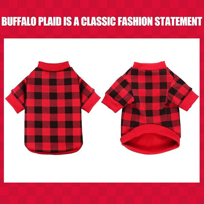 Dog Fleece Sweater for Small Dogs Buffalo Plaid Dog Clothes Soft Thickening Warm Sweater Puppy Clothes for Small Dogs Girl & Boy(M)