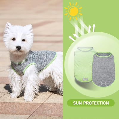 KYEESE 2Pack Dog Shirt, Lightweight Sun Protection Sleeveless Dog T Shirts for Large Dogs, Breathable Pet Reflective Tank Top Summer Dogs Clothes for Outdoor Walking, Green+Grey, 3XL