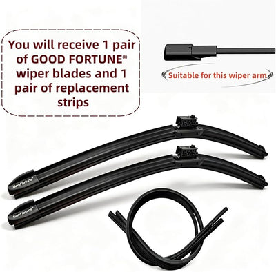 Good Fortune 22"+22" Graphene Coating Windshield Wiper Blades Top Lock 2Pk | car Beam Blade|sk6 High Carbon Steel Core|Reusable Frame+2 Refills|for Mercedes-Benz glc300 2016-2023 for C63 AMG 2015-2023