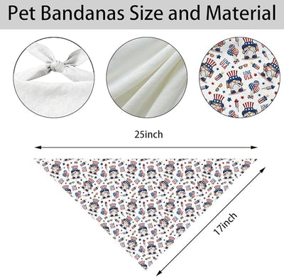 4th of July Dog Bandana, Patriotic Uncle Sam Hat Pet Triangle Scarf for Independence Day Party Outfit, American Flag Star Neckerchief for Small Medium Dogs, Independence Day Puppy Gift