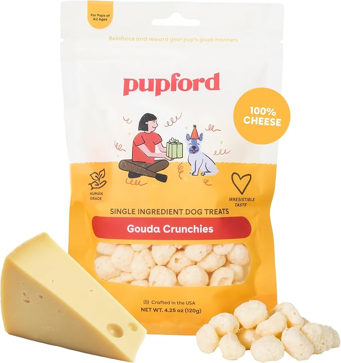 Cheese Crunchies, All-Natural, Healthy, Freeze Dried, Single-Ingredient Treat for Dogs & Puppies (Gouda, 7.50 oz)