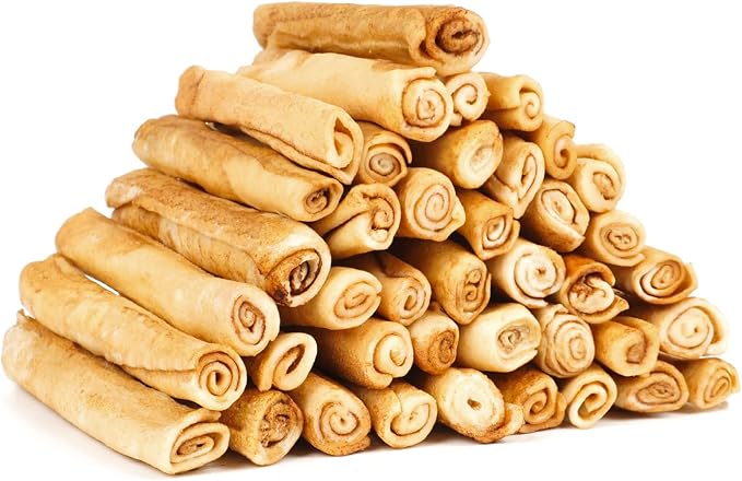 Dog Rawhide Rolls Twist Sticks Chew Treats Chicken Flavor for Puppy and Small Dogs, 40 Count（Pack of 1）