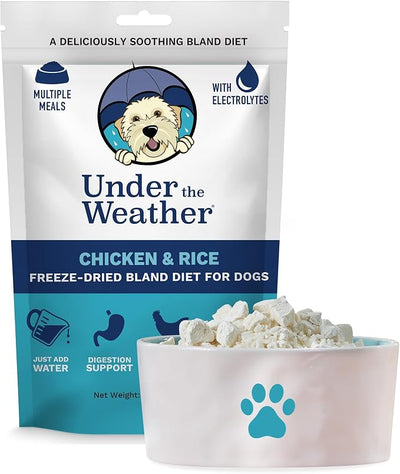 Under the Weather Bland Diet for Dogs | Easy to Digest for Sick Dogs | Always Be Ready | Contains Electrolytes - All Natural Freeze Dried 100% Human Grade Meats | 1 Pack - Chicken, Rice - 6oz
