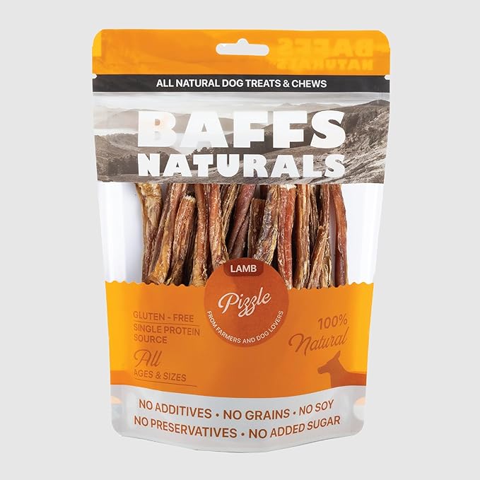 Lamb Pizzle Sticks for Dogs - 100% Natural Chews | Gluten Free Dog Treats for All Ages & Sizes | High Protein Low Fat Lamb Pizzle for Dental Health | Long Lasting Grain Free Training Reward | 8oz