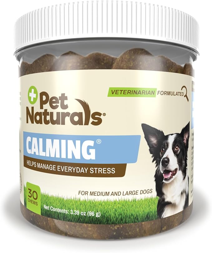 Calming Chews for Medium and Large Dogs, Anxiety Relief with Gentle Ingredients for Thunder, Fireworks, Barking, Calming Dog Treats, Chicken Flavor, 30 Count