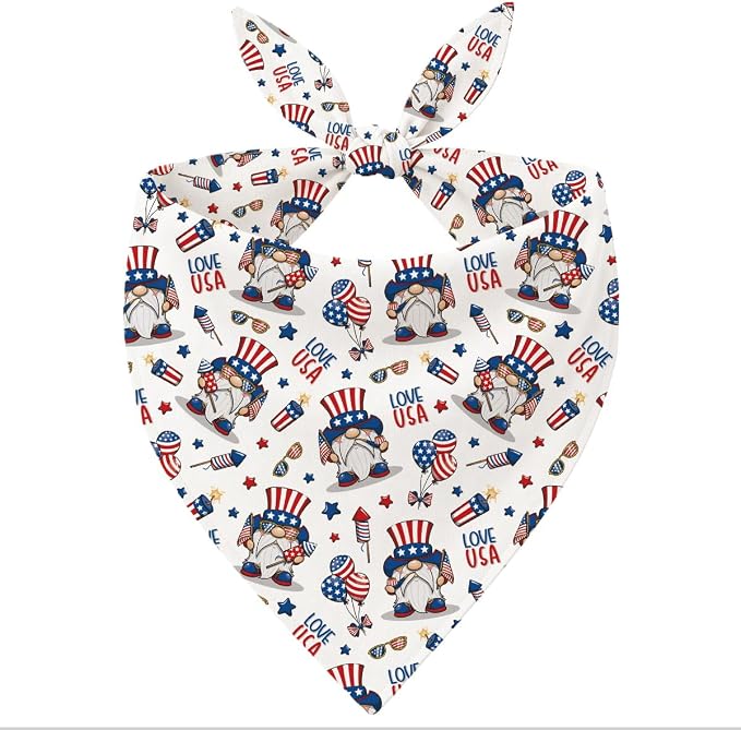 4th of July Dog Bandana, Patriotic Uncle Sam Hat Pet Triangle Scarf for Independence Day Party Outfit, American Flag Star Neckerchief for Small Medium Dogs, Independence Day Puppy Gift