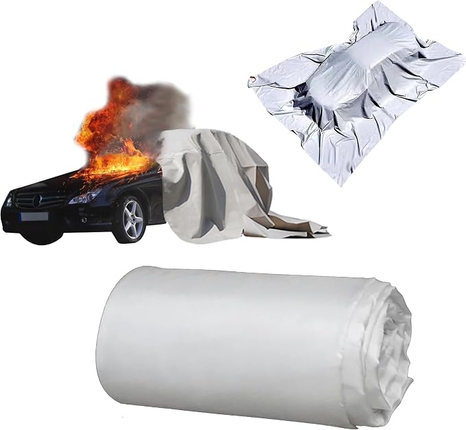 EV Car Fire Blanket, Large Fire Blankets for Electric & Gas Vehicles | 1100°C Emergency Fire Suppression Blanket, Survival Safe Blankets for EV Battery & Engine Fires (13×20ft)