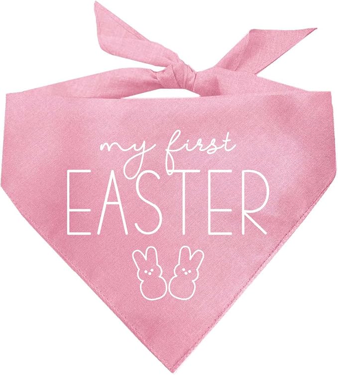 My First Easter Dog Bandana | 100% Cotton Adjustable Triangle | Made in USA | Easter Bunny | Egg Hunt| Funny Outfit Prop Photoshoot |Baby Pink, One Size (392)