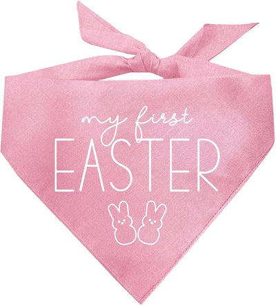 My First Easter Dog Bandana | 100% Cotton Adjustable Triangle | Made in USA | Easter Bunny | Egg Hunt| Funny Outfit Prop Photoshoot |Baby Pink, One Size (392)