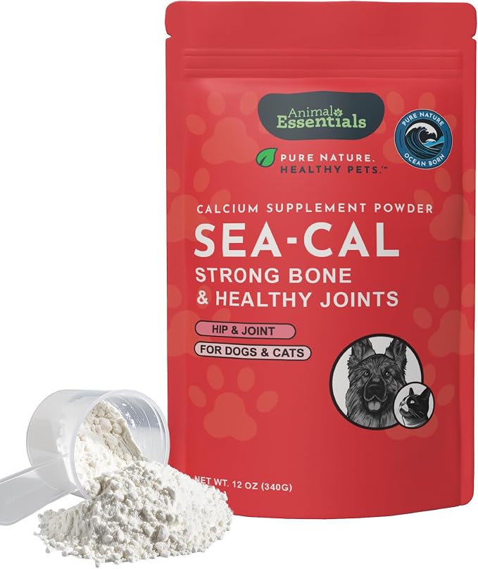 Sea-Cal - Pure Seaweed Calcium Powder for Dogs with Magnesium, Joint Supplement for Dogs & Cats for Healthy Bones & Teeth, Joint Health, Vegan Icelandic Seaweed Calcium - 12 oz
