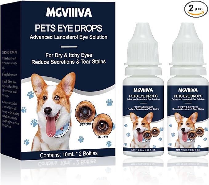 Dog & Cat Cataract Eye Drops & Infection Treatment – Vet-Recommended Formula for Cloudy, Itchy, Watery, Goopy Eyes and Pink Eye Treatment, Natural All-in-One Relief for Pet Eye Issues (2 X 10 ml)