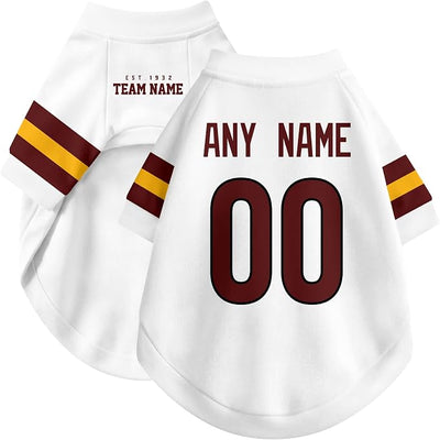 W Dog Clothes Jersey Style Personalized Pet T Shirt with Custom Name Number for Small Medium Large Dogs