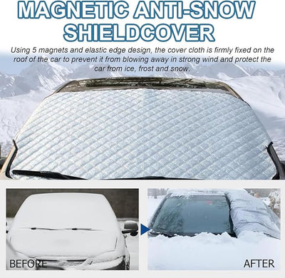 Magnetic Windshield Snow Cover, Ice and Frost Protection Shield with 5 Magnets, UV-Resistant, Waterproof