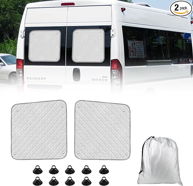 Rear Door Window Sun Shade Compatible with Ram ProMaster 2014-2026, Aluminum Film Rear Door Window Sunshade Cover, Block Heat & Privacy Window Shield Cover for ProMaster 2014-2026 Van Accessories