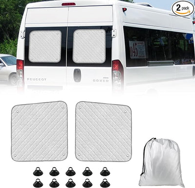 Rear Door Window Sun Shade Compatible with Ram ProMaster 2014-2026, Aluminum Film Rear Door Window Sunshade Cover, Block Heat & Privacy Window Shield Cover for ProMaster 2014-2026 Van Accessories