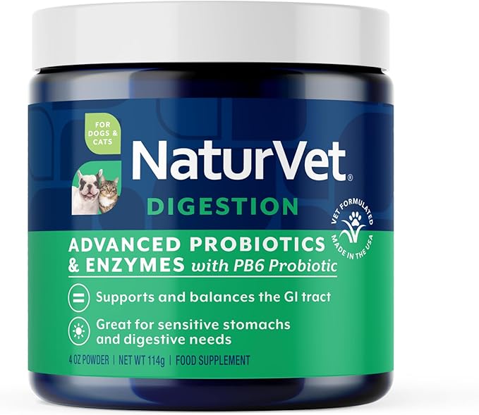 Advanced Probiotics & Enzymes - Plus Vet Strength PB6 Probiotic | Supports and Balances Pets with Sensitive Stomachs & Digestive Issues | for Dogs & Cats (4 oz)