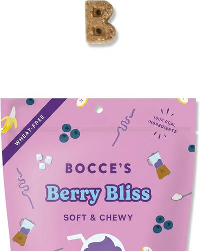 Bocce's Bakery Berry Bliss Smoothie Dog Treat Bundle – Natural, Wheat-Free Soft & Chewy Cookies Made with Real Ingredients and Baked in The USA – Blueberry, Banana & Yogurt Recipe (2 Pack)