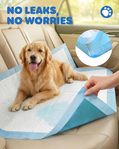 Powools Puppy Pads - XL 34'' x 28'' Dog Training Pads with Fast Absorb Core & Leak-Proof Backing, Quick-Dry Dog Pee Pads for Home, Travel & Crates, 20 Count