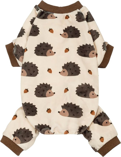 Fitwarm Funny Hedgehog Dog Pajamas, Warm Winter Dog Clothes for Small Dogs Boy Girl, Cozy Pet Onesie with Feet, Beige, Brown, Medium