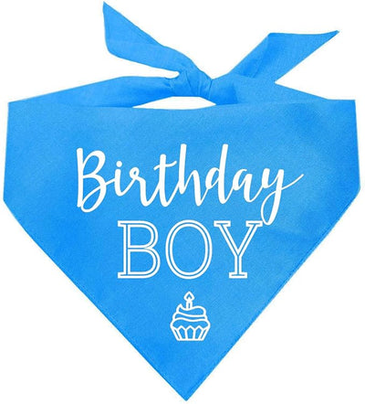 Birthday Boy with Cupcake Dog Bandana | 100% Cotton | Made in USA | Birthday | Pawty | Party Theme | Celebration Supplies | Photoshoot | Turquoise X-Small (214)