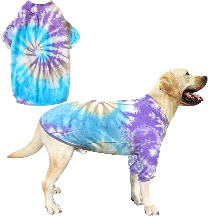 Dog Cotton Colorful Purple T-Shirts Soft and Stretchy Dog Shirt Pajamas Pets Clothes for Large Dogs(Large Purple)